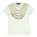 Roccobarocco Womens Chain Tshirt Vintage Stretchy White Studded Designer VTG Graphic Tee – Feel-Good Design · Great Gift For Fans
