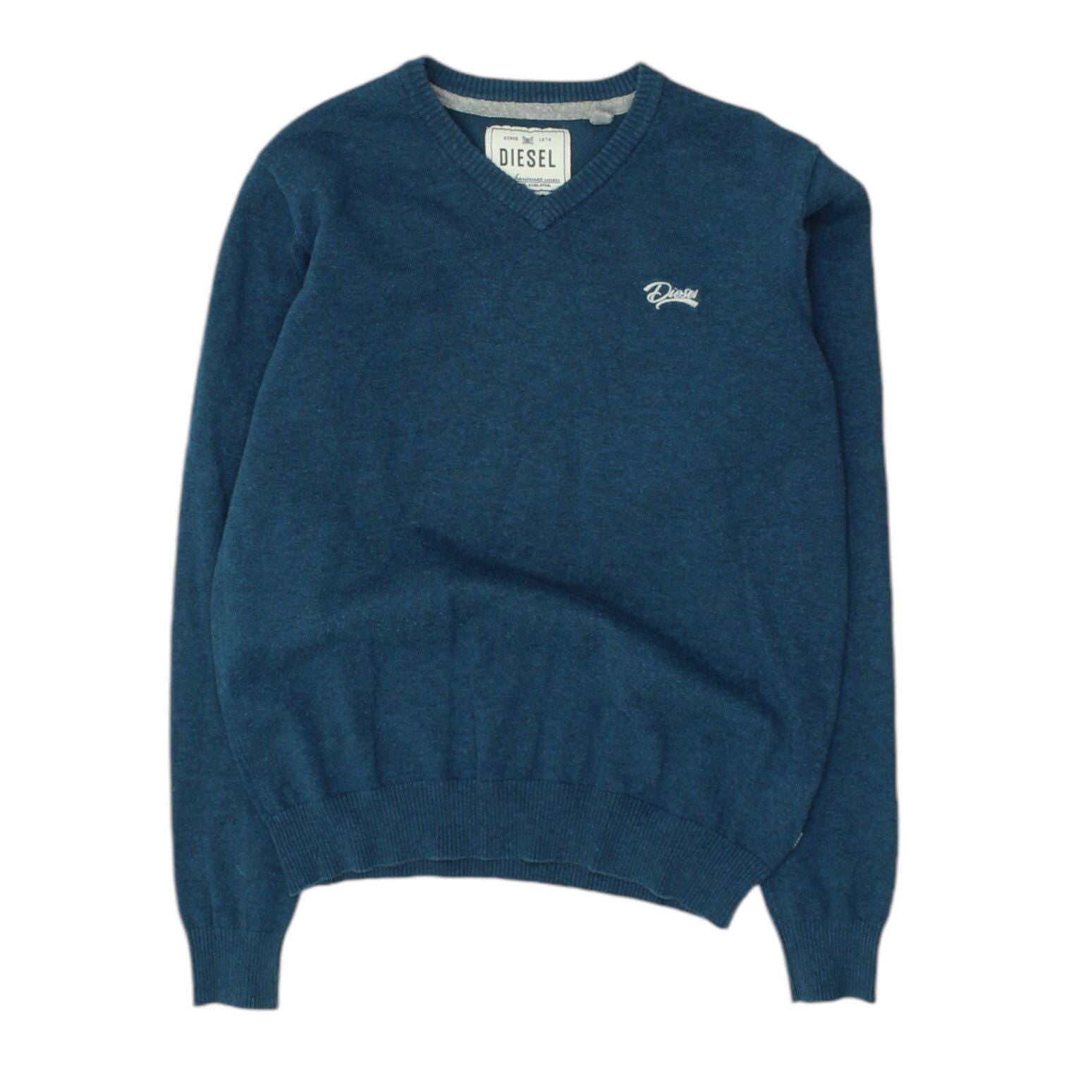 Diesel Mens Blue V Neck Knit Jumper Vintage Designer Sweater Knitwear VTG Graphic Tee – Soft Feel · Top Pick For Any Outfit