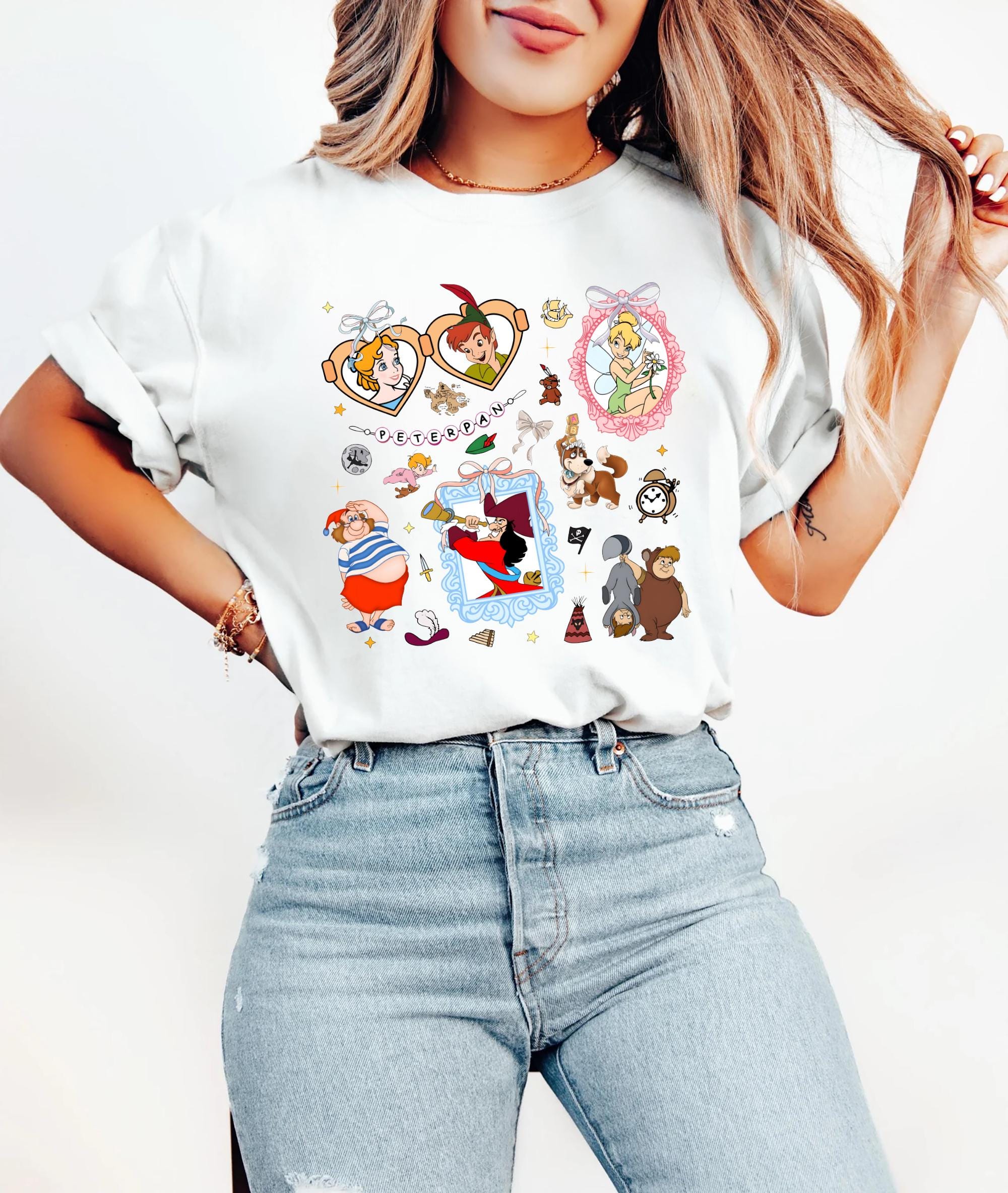 Girly Coquette Bow Disney Peter Pan T Shirt Peter Pan Wendy Tinker Bell Baby Tee T Shirt Neverland Never Grow Up Disney Girl Trip Shirt Graphic Tee – Feel-Good Design · Perfect For Daily Wear