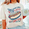 Funny 4th of July Hot Dog Shirt You Look Like The 4th Of July Tee Patriotic BBQ Shirt America Tee Independence Day Party Shirt USA Tee Graphic Tee – Aesthetic Look · High-Quality Print