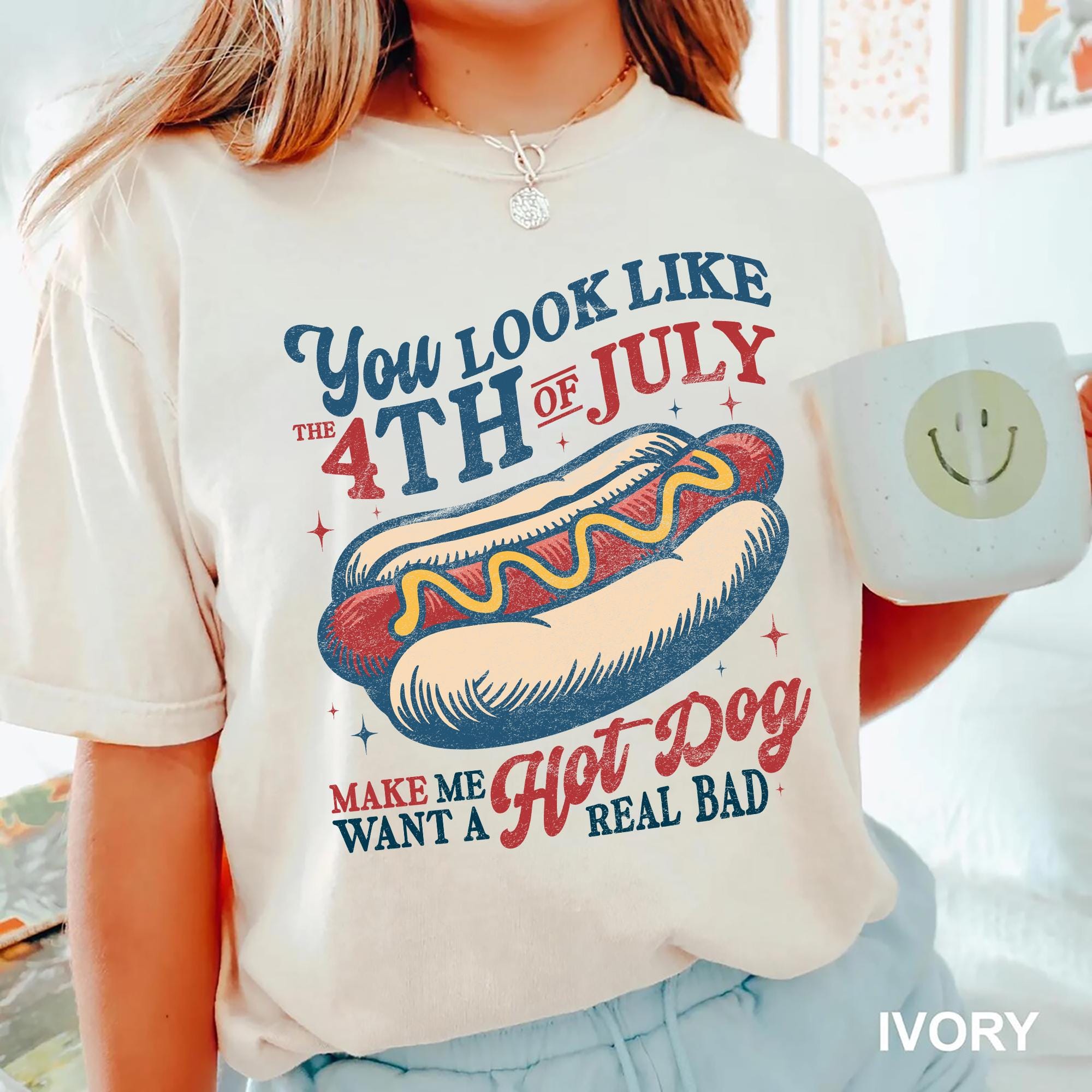 Funny 4th of July Hot Dog Shirt You Look Like The 4th Of July Tee Patriotic BBQ Shirt America Tee Independence Day Party Shirt USA Tee Graphic Tee – Aesthetic Look · High-Quality Print