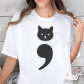 Cat Semicolon Shirt Mental Health Cat Tee for Survivors Introverts Grammar Nerds Graphic Tee – Feel-Good Design · Top Pick For Any Outfit