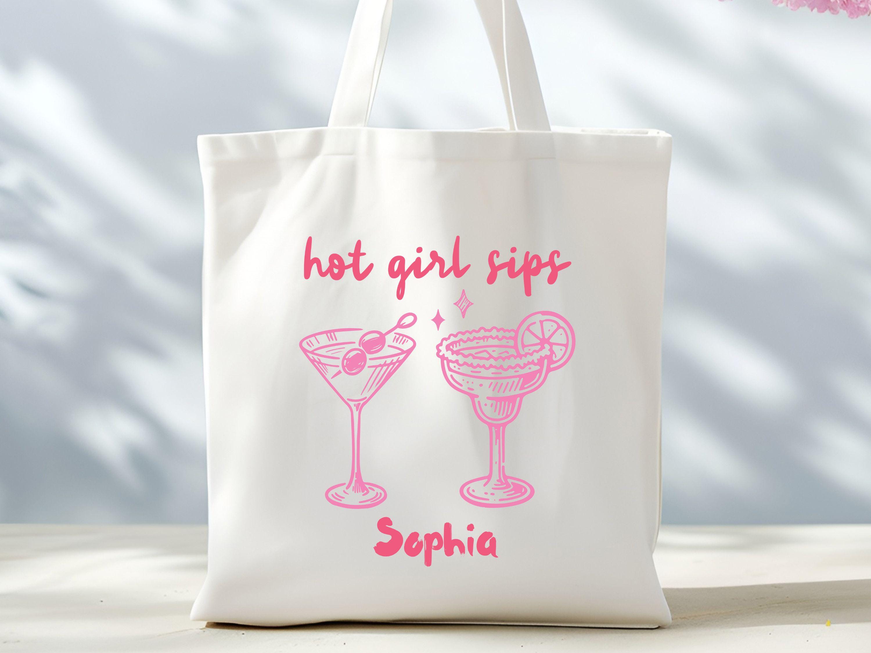 Hot Girl Sips Tote Bag Beach Please Tote Bag Funny Cotton Canvas Summer Tote Sassy Poolside Gift Idea Summer Girl Tote Beach Girl Tote Tote Bag – Feel-Good Design · High-Quality Print