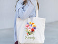 Bachelorette Bridesmaid Gifts Custom Birth Month Flower Tote Bag for Woman Girls Birthday Mom Gifts Personalized Canvas Tote Bag for Her Tote Bag – Feel-Good Design · Perfect For Daily Wear