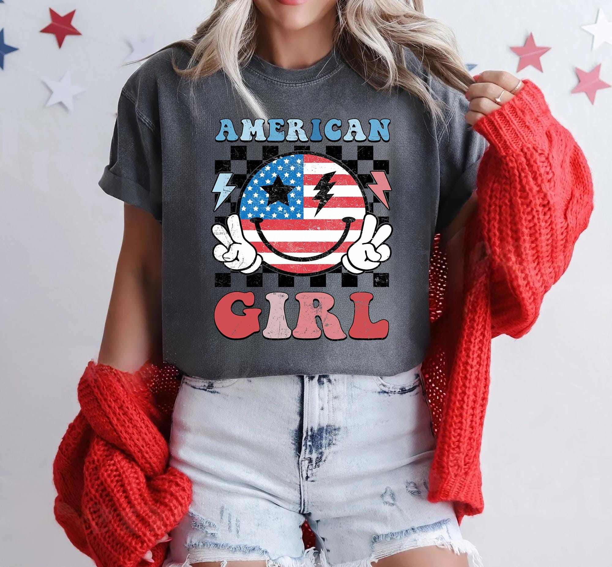American Girl Shirt Peace Out 4th of July Gift All American Patriotic Shirt Fourth of July Shirt for Women Cute Patriotic Gift for Girl Graphic Tee – Feel-Good Design · High-Quality Print
