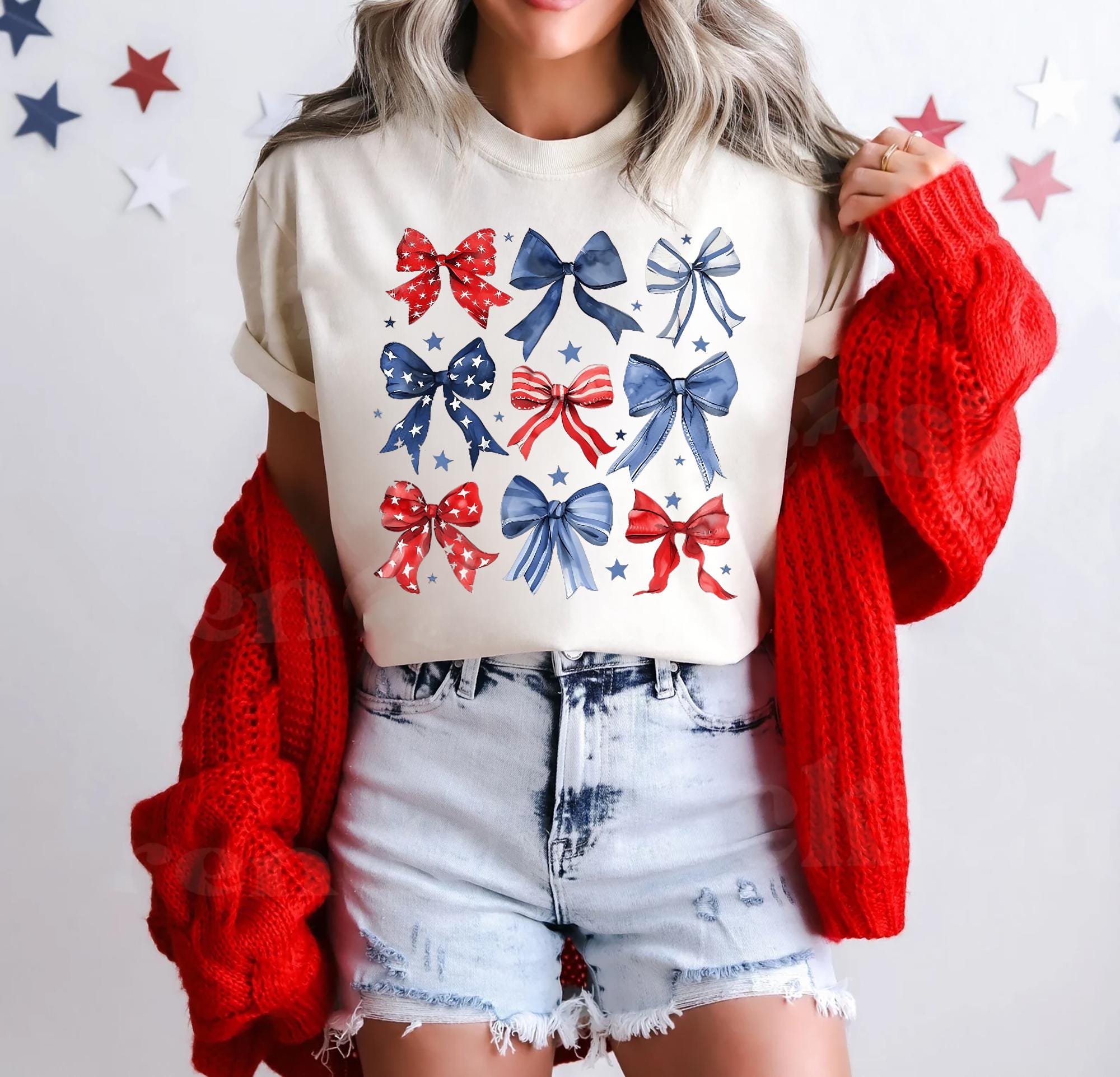 USA Bow Shirt Coquette America Bow Shirt for July 4th Memorial Day Shirt USA Shirt Election Shirt Patriotic Bow Shirt Graphic Tee – Feel-Good Design · High-Quality Print