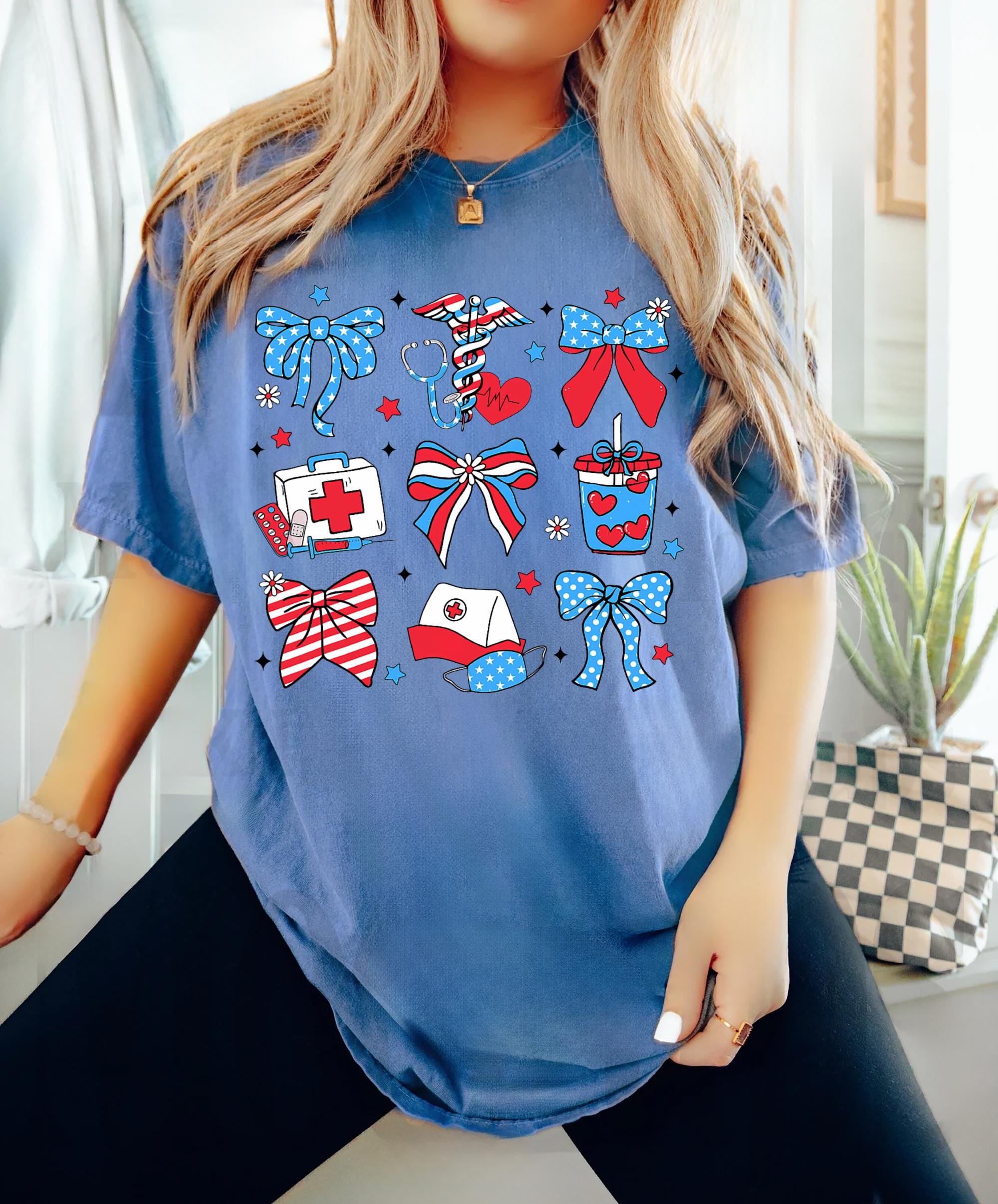 Nurse 4th Of July ShirtCoquette Bow Nurse Tee4th of July Nurse Shirt Nurse America T ShirtPatriotic GiftMemorial Day Tee Graphic Tee – Everyday Comfort · High-Quality Print