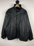 Vintage 90s Leaisi Black Leather Bomber Jacket Size 2XL Graphic Tee – Aesthetic Look · High-Quality Print