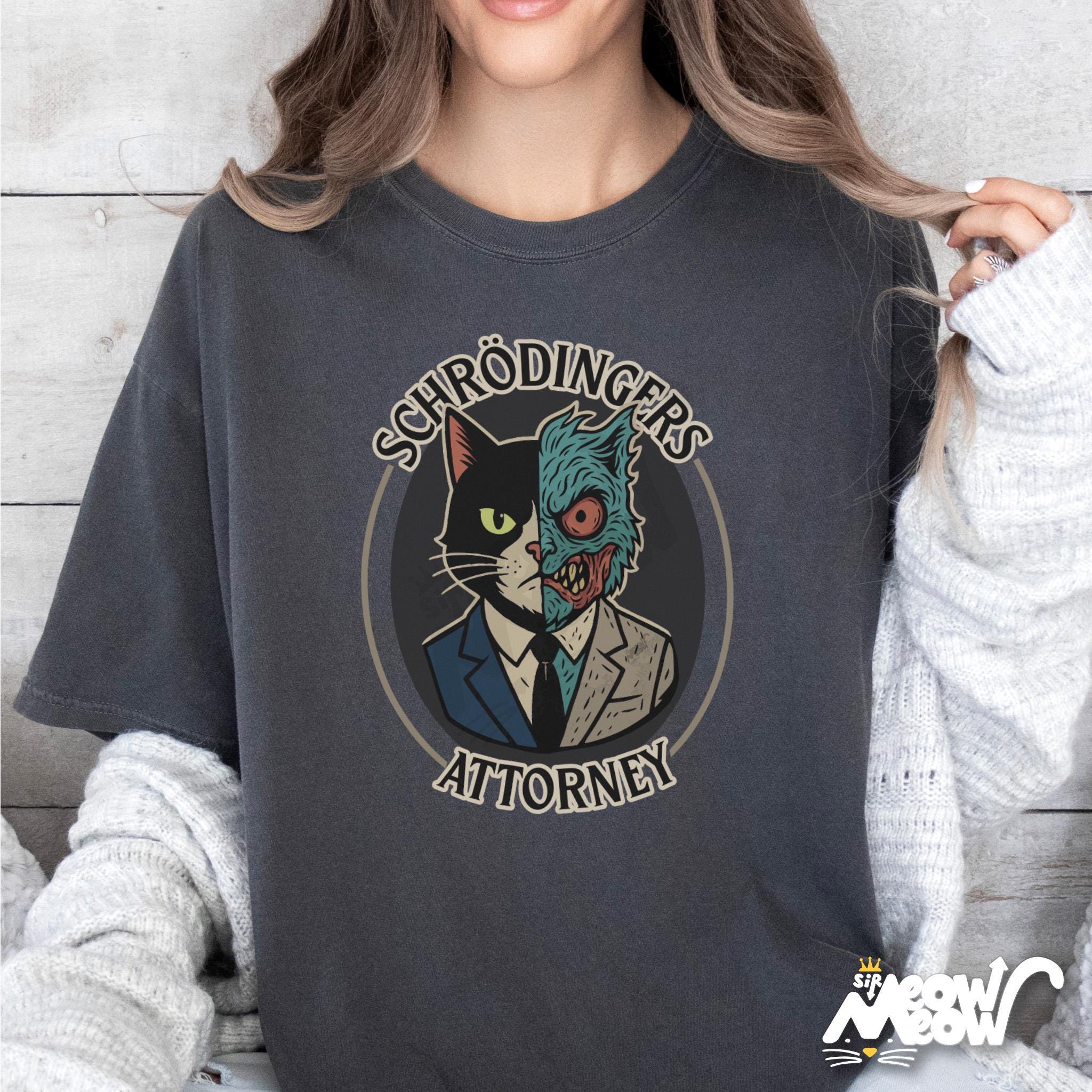 Schrodingers Attorney Shirt Funny Science Cat T Shirt Quantum Lawyer Tee Physics Pun Shirt Nerdy Cat Gift Idea Graphic Tee – Soft Feel · High-Quality Print