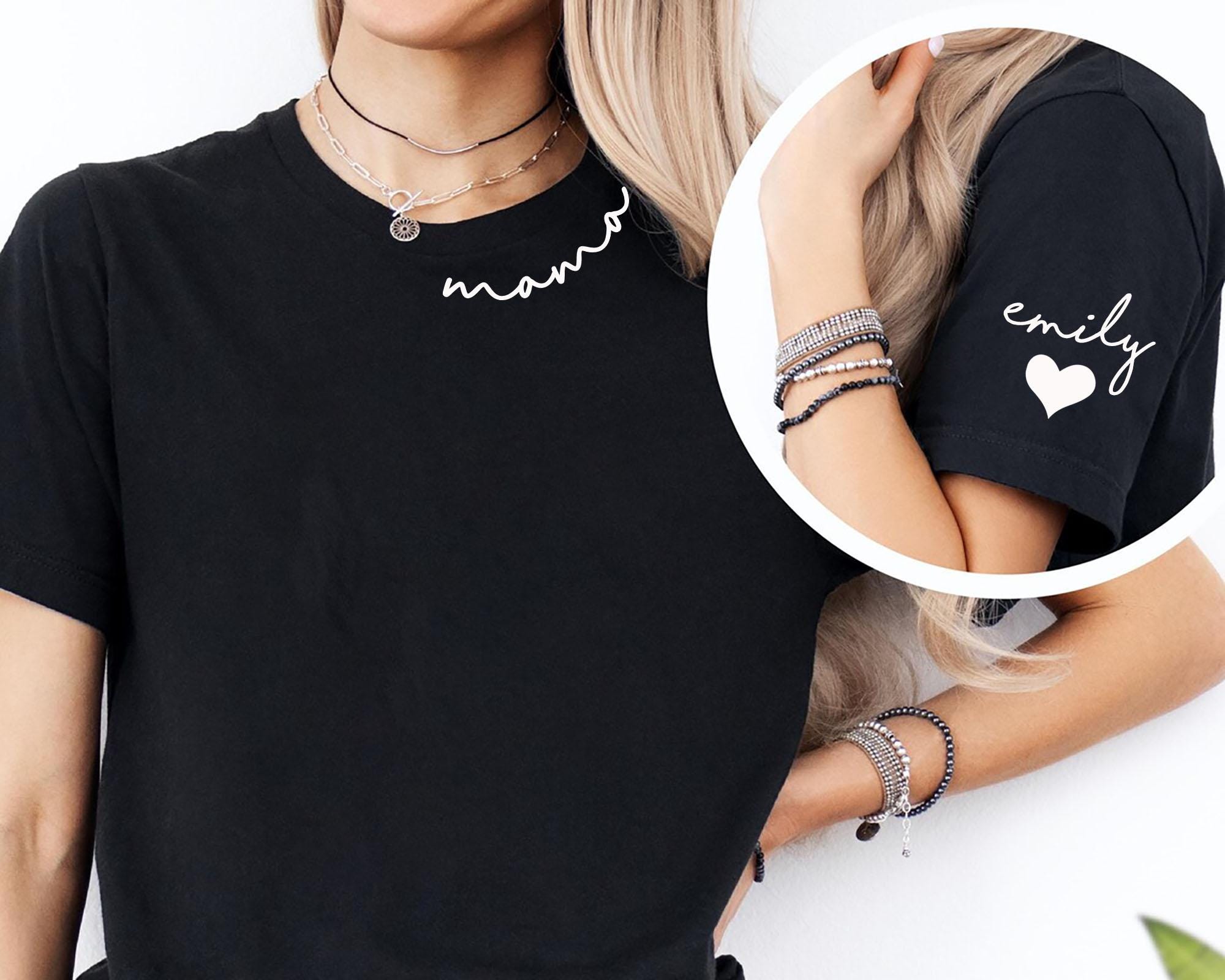 Custom Mama Shirt with Kids Name on Sleeve Personalized Mom Sweatshirt Minimalist Mom Shirt Gift for Her Christmas or Mothers Day Custom Tee Sweatshirt – Everyday Comfort · Perfect For Daily Wear