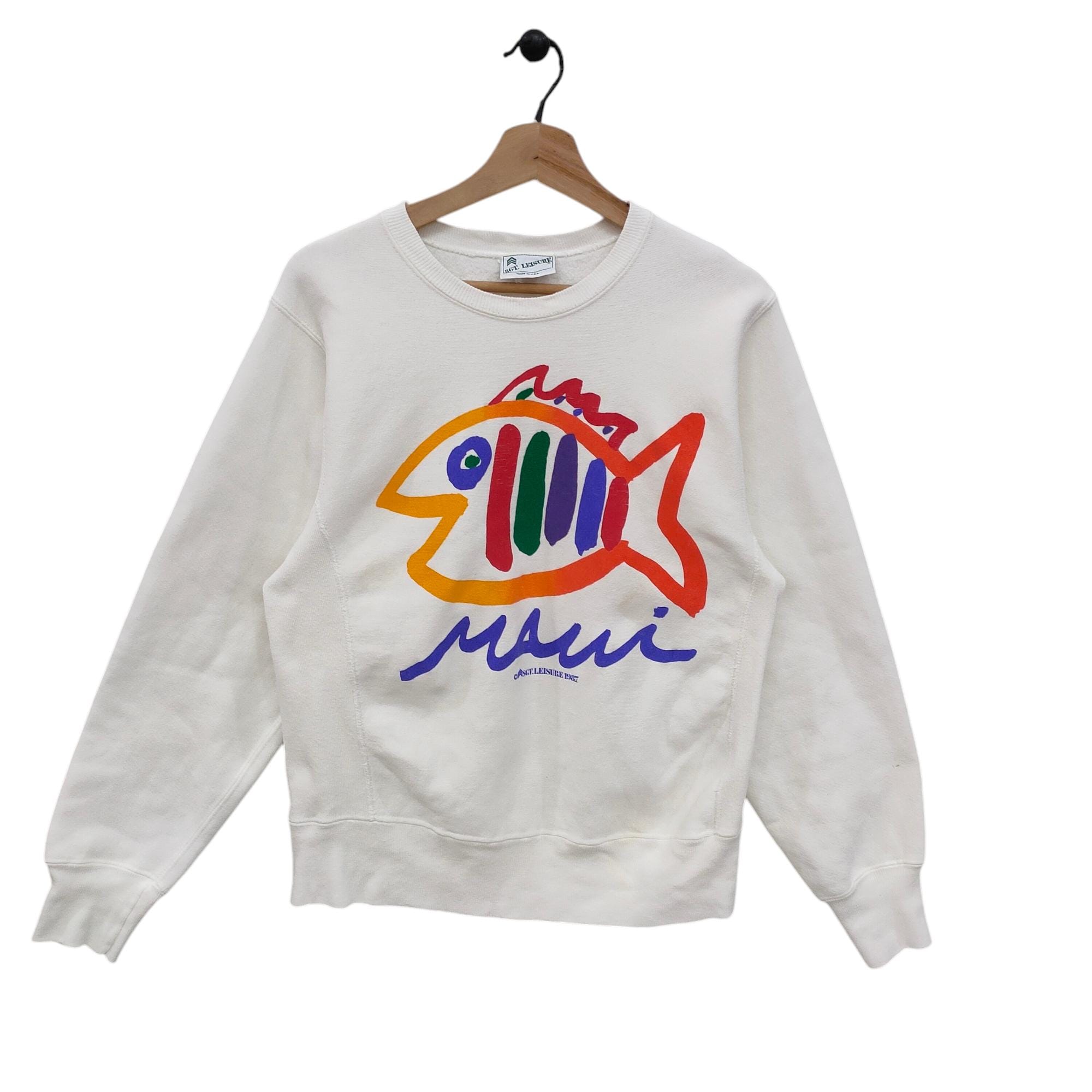 80s Sgt Leisure Maui Sweatshirt Medium Vintage 1987 Colorful Fish Graphic Crewneck White Size M Sweatshirt – Warm & Stylish · Must-Have Style