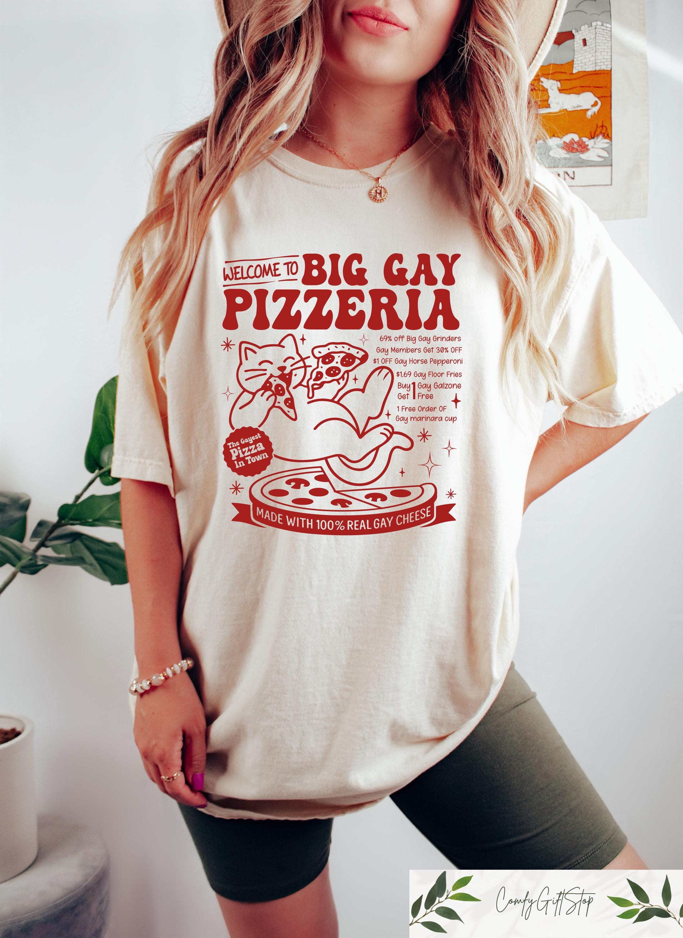 Big Gay Pizzeria T shirt Retro Comfort Pride Sweatshirt Gay Rights Shirt LGBTQ Support Gift Queer Crewneck Funny Cat Pride Outfit Sweatshirt – Cozy Vibes · Perfect For Daily Wear