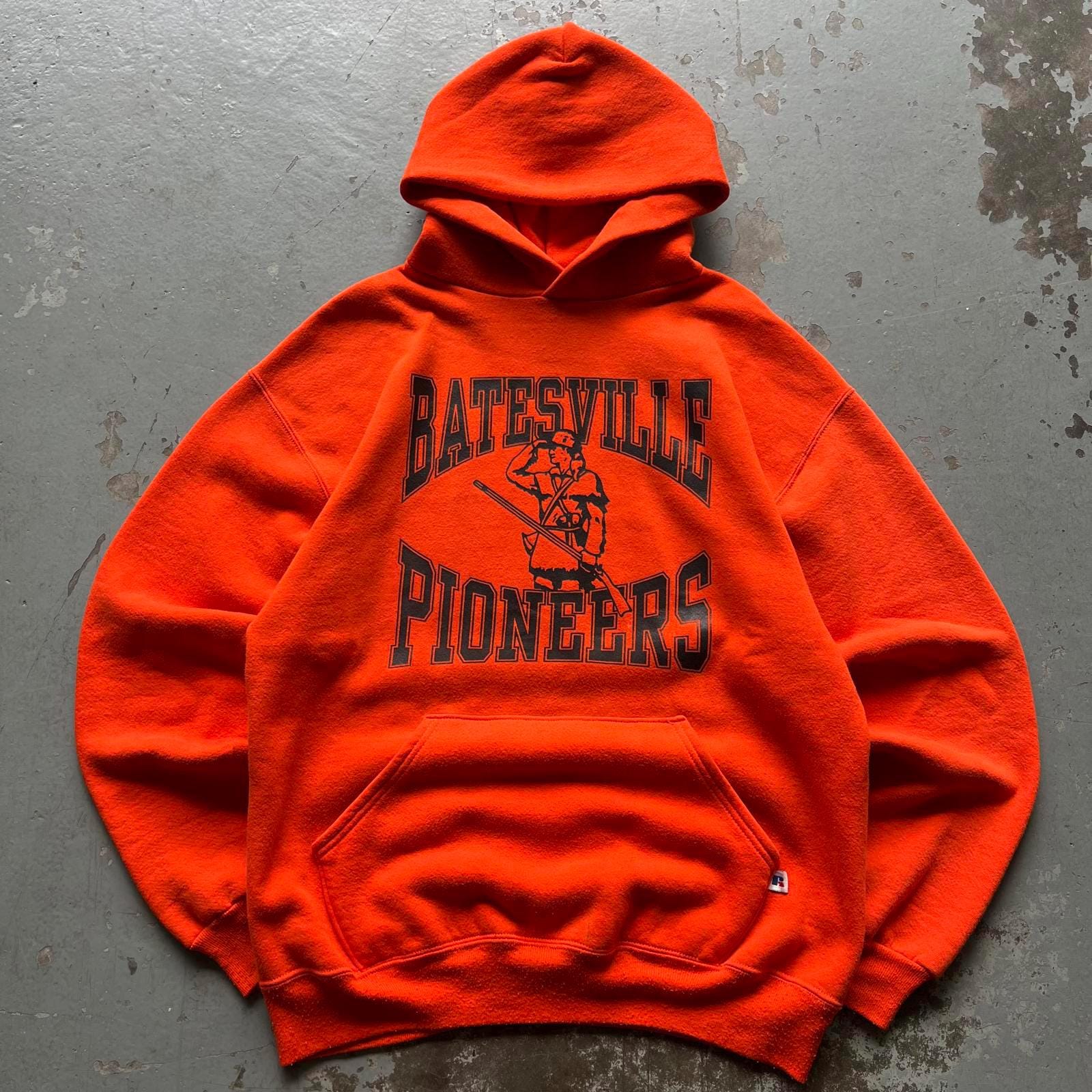 Vintage 90s Orange Russell Athletic Batesville Pioneers Hoodie Hoodie – Easygoing Wear · High-Quality Print