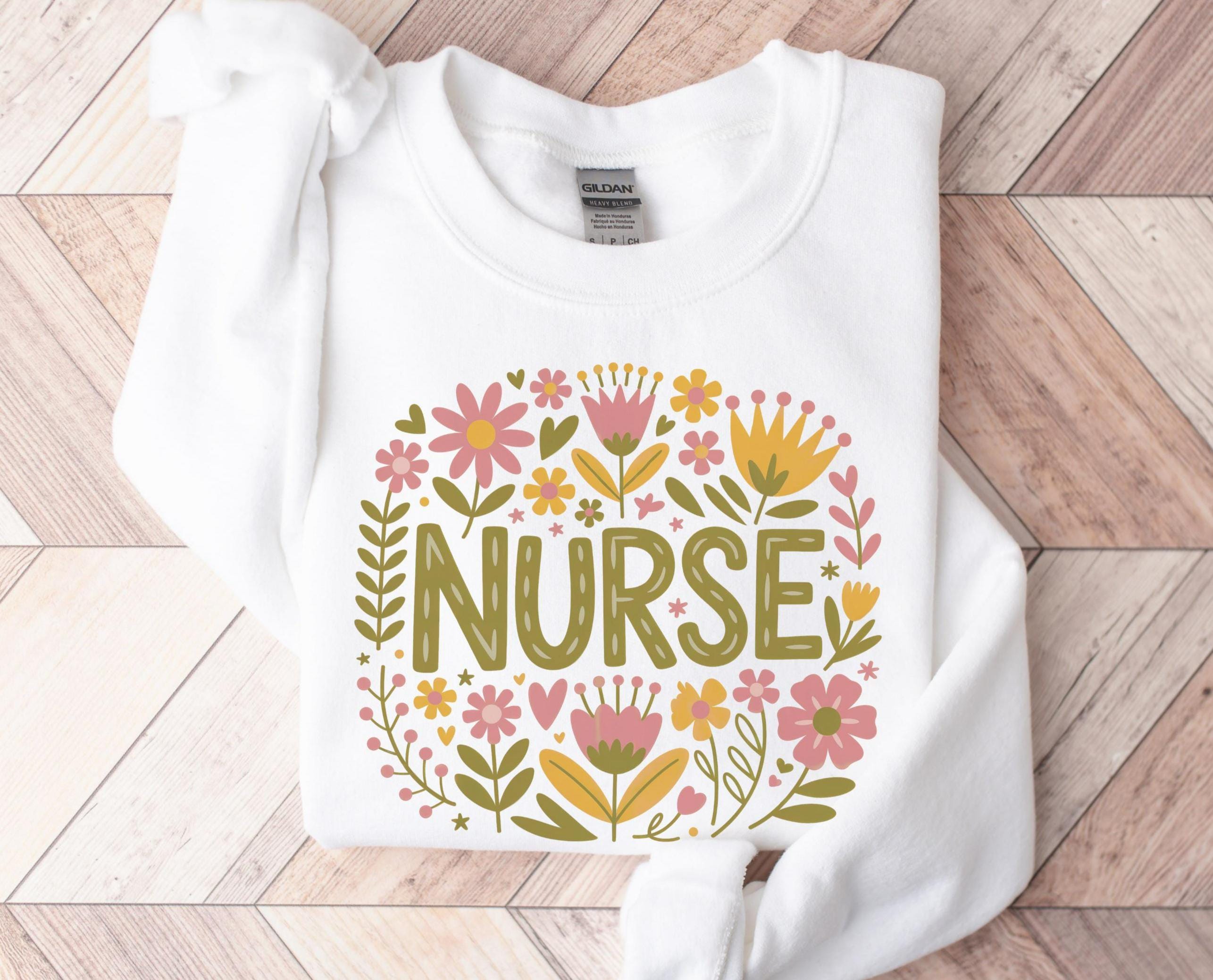 Nurse Sweatshirt BOHO Floral Nurse Crewneck Nursing Appreciation Shirt Cute RN Gift New Nurse Graduation Gift Idea Spring Flowers Sweatshirt – Everyday Comfort · Great Gift For Fans