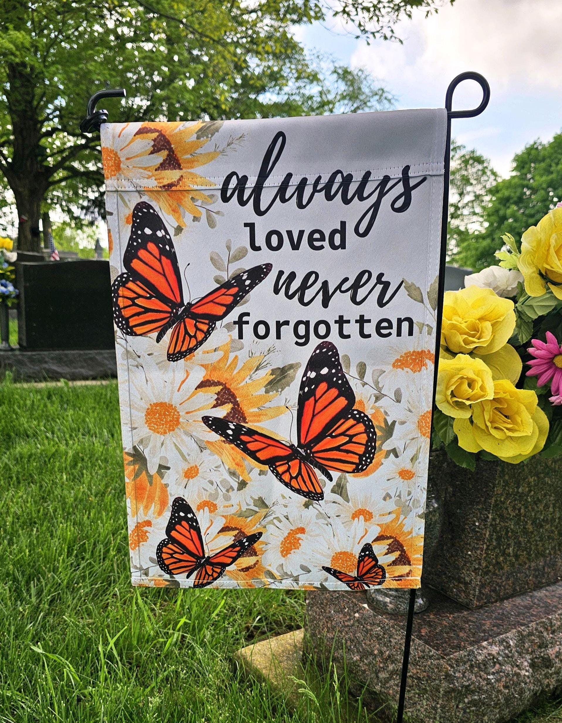 Garden Flag Memorial Day Outdoor Yard Banner Cemetery Decoration Yard Art Butterfly Yard Flag Cemetary Remembrance Flag Sympathy Gift Graphic Tee – Fan Favorite · Top Pick For Any Outfit