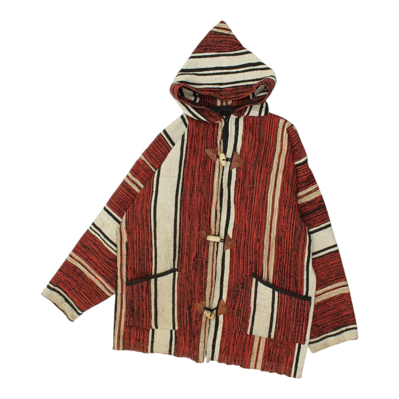 Moroccan Baja Hooded Jacket Vintage Boho Hippy Mens Red Toggle Hoodie Hoodie – Cozy Vibes · Trending Graphic Apparel