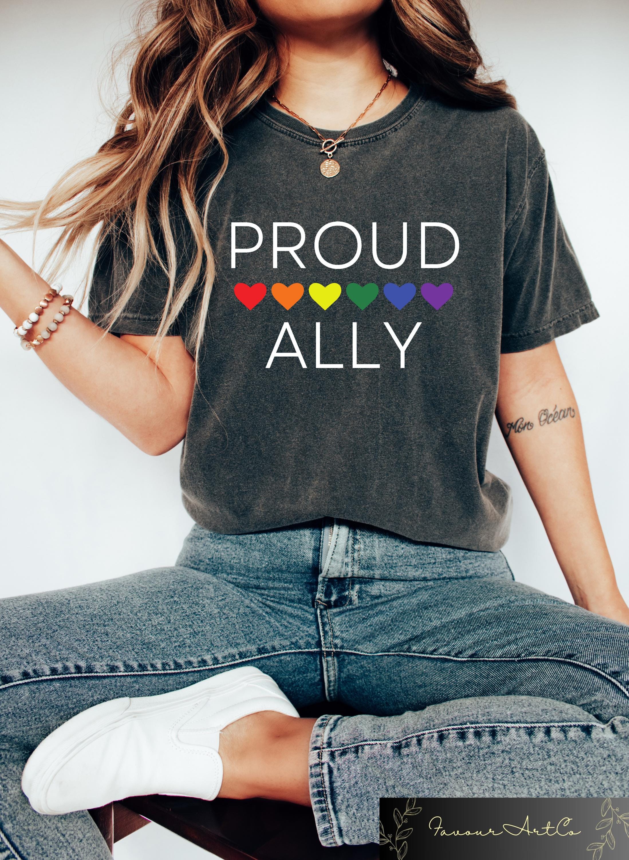 Proud Ally Shirt LGBTQ Pride Month T shirt LGBTQ Support Sweatshirt Human Rights Gift Equality Crewneck Lesbian Outfit Bisexual Tee Sweatshirt – Warm & Stylish · Top Pick For Any Outfit