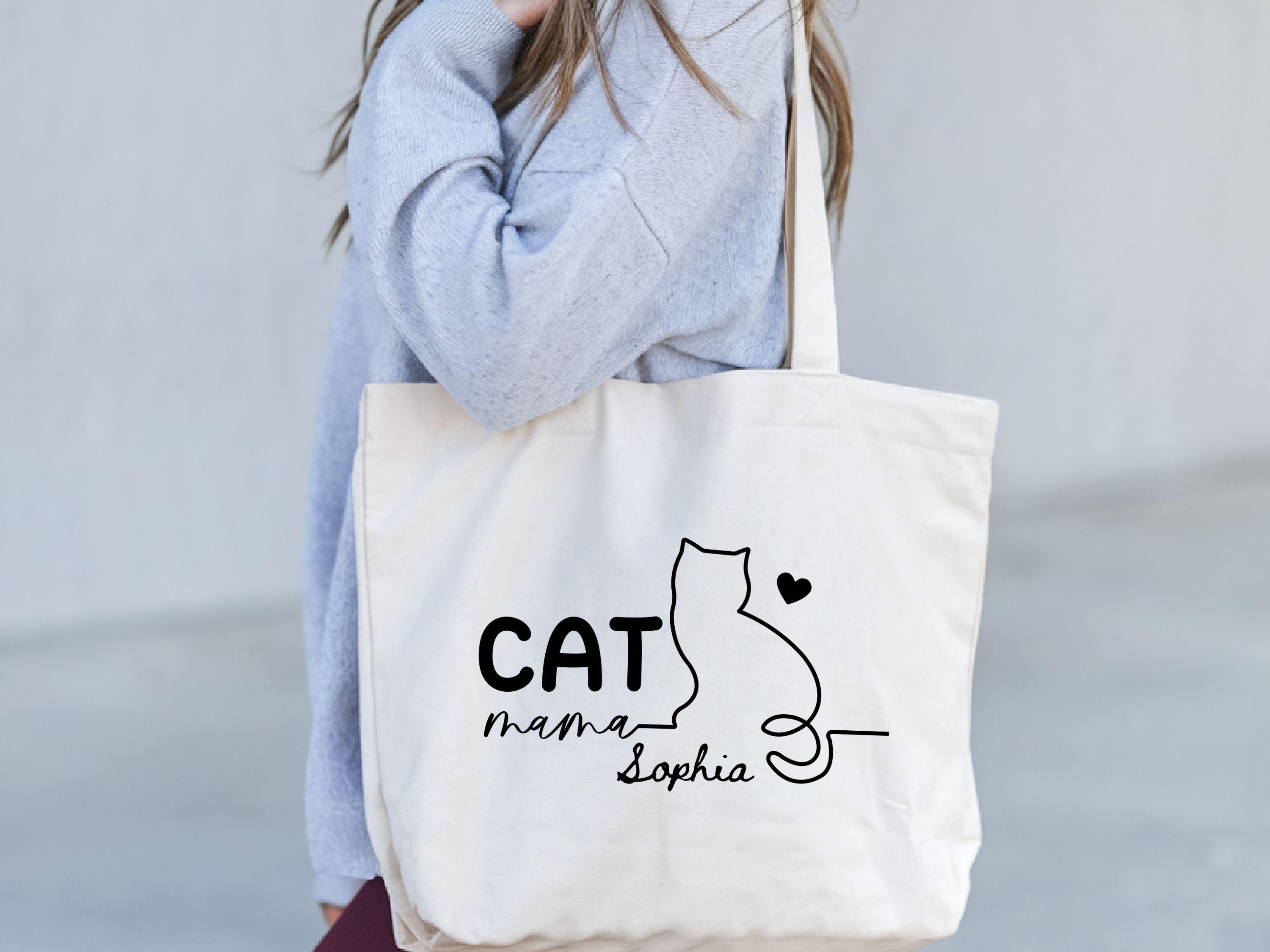 Custom Cat Mom Tote Bag Kitty Mom Bag Custom Name Cat Mom Bag Gift For Cat Owner Gift For Birthday Cat Lovers Gift Reusable Hand Bag Tote Bag – Cozy Vibes · Great Gift For Fans
