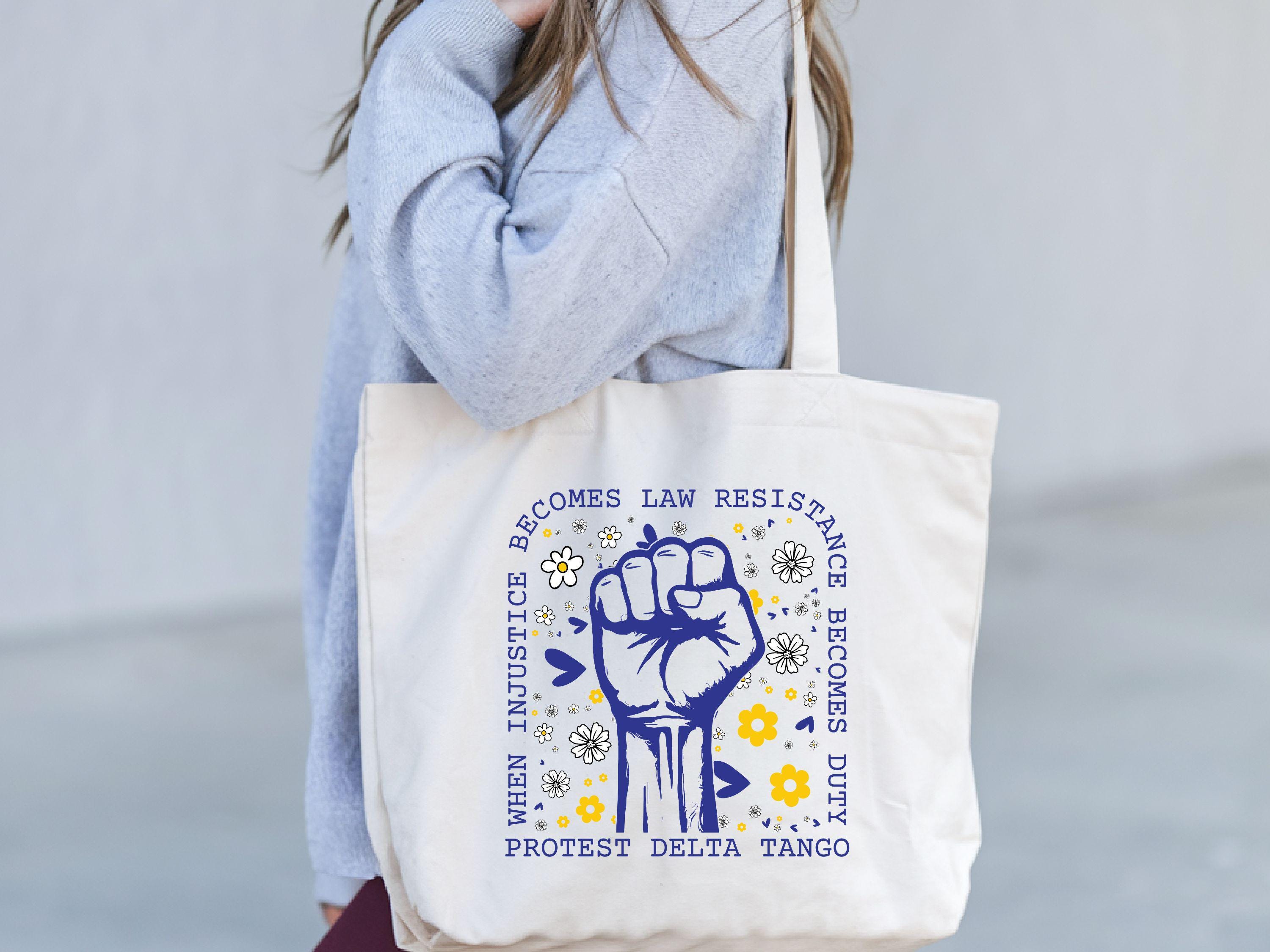 Subtle Anti Trump Tote Bag Anti MAGA FDT Bag Democrat Feminist Tote When Injustice Becomes Law Resistance Becomes Duty Funny Political Tote Bag – Cozy Vibes · Great Gift For Fans