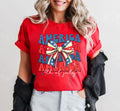 American Coquette Flag Shirt 4th of July Shirt USA Bow Shirt 4th of July Tee Women39s Patriotic Shirt Red White and Blue Graphic Tee – Bold Style · Perfect For Daily Wear
