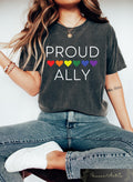 Proud Ally Shirt LGBTQ Ally T shirt LGBTQ Support Sweatshirt Pride Month Gift Human Rights Crewneck Rainbow Hearts Tee Equality Shirt Sweatshirt – Easygoing Wear · High-Quality Print