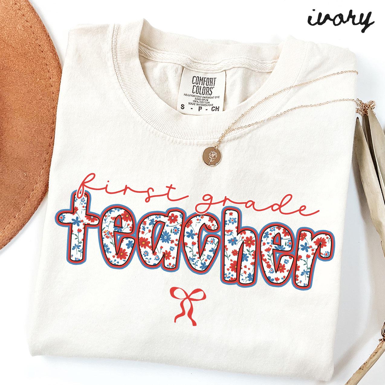First Grade Comfort Colors Shirt 4th of July Teacher Team TShirts 1st Grade Tee Back to School First Grade Department Gifts Crew Graphic Tee – Cozy Vibes · Top Pick For Any Outfit
