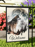 Elegant Wolf Welcome Banner Scenic Wolf Mountain Garden Flag Housewarming Gift Rustic Home Accents Wolf Yard Art Animal Lover Gifts Graphic Tee – Warm & Stylish · Perfect For Daily Wear