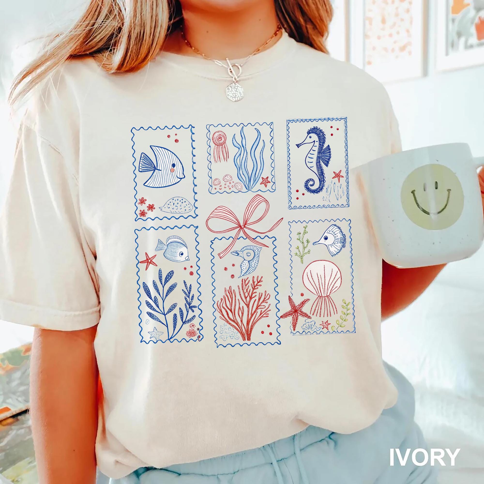 Coastal Seashell Shirt Coquette Beach Shirt Retro Summer Vibes Tee Vintage Sea Life Graphic T Shirt Cute Ocean Aesthetic Tee Graphic Tee – Feel-Good Design · Perfect For Daily Wear