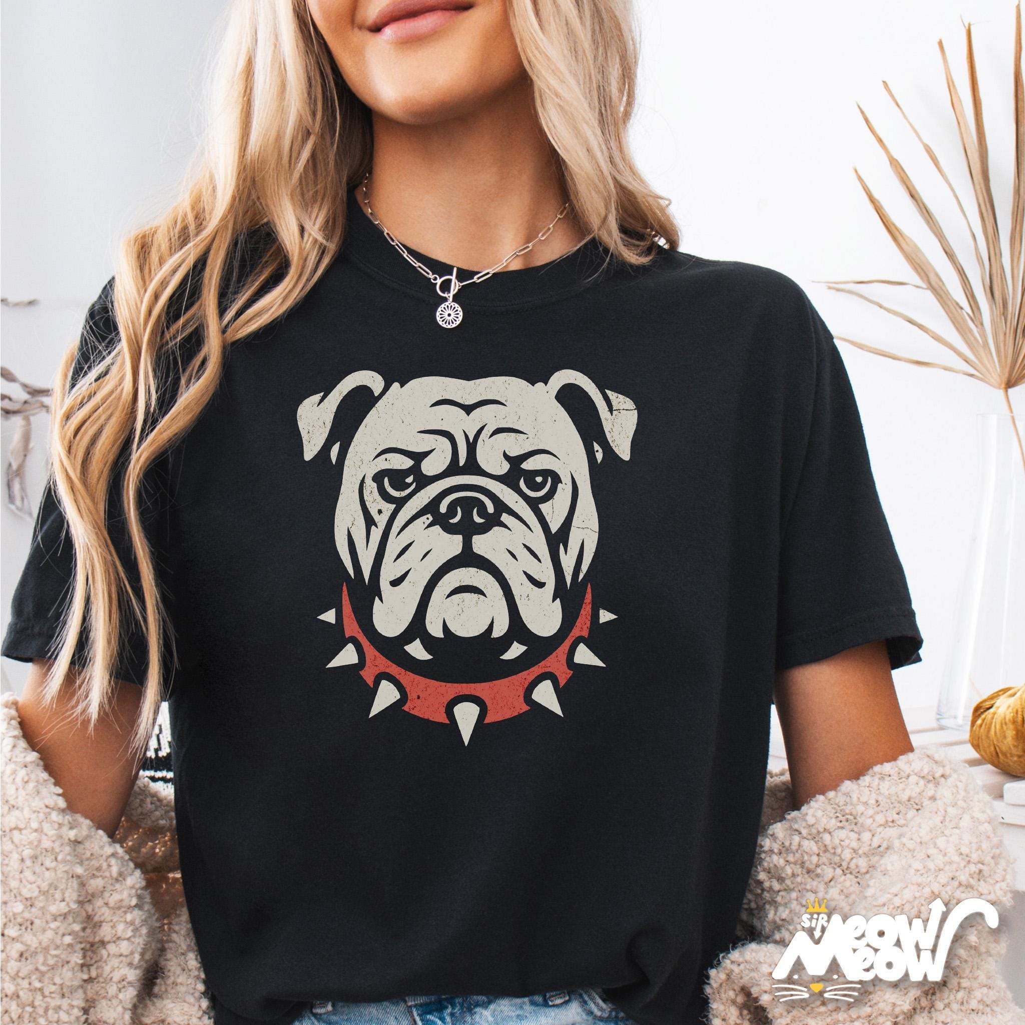 Tough Bulldog Shirt Vintage Spiked Collar Dog Tee Style Unisex T Shirt Funny Grumpy Dog Gift Bulldog Lover Apparel Graphic Tee – Fan Favorite · Must-Have Style