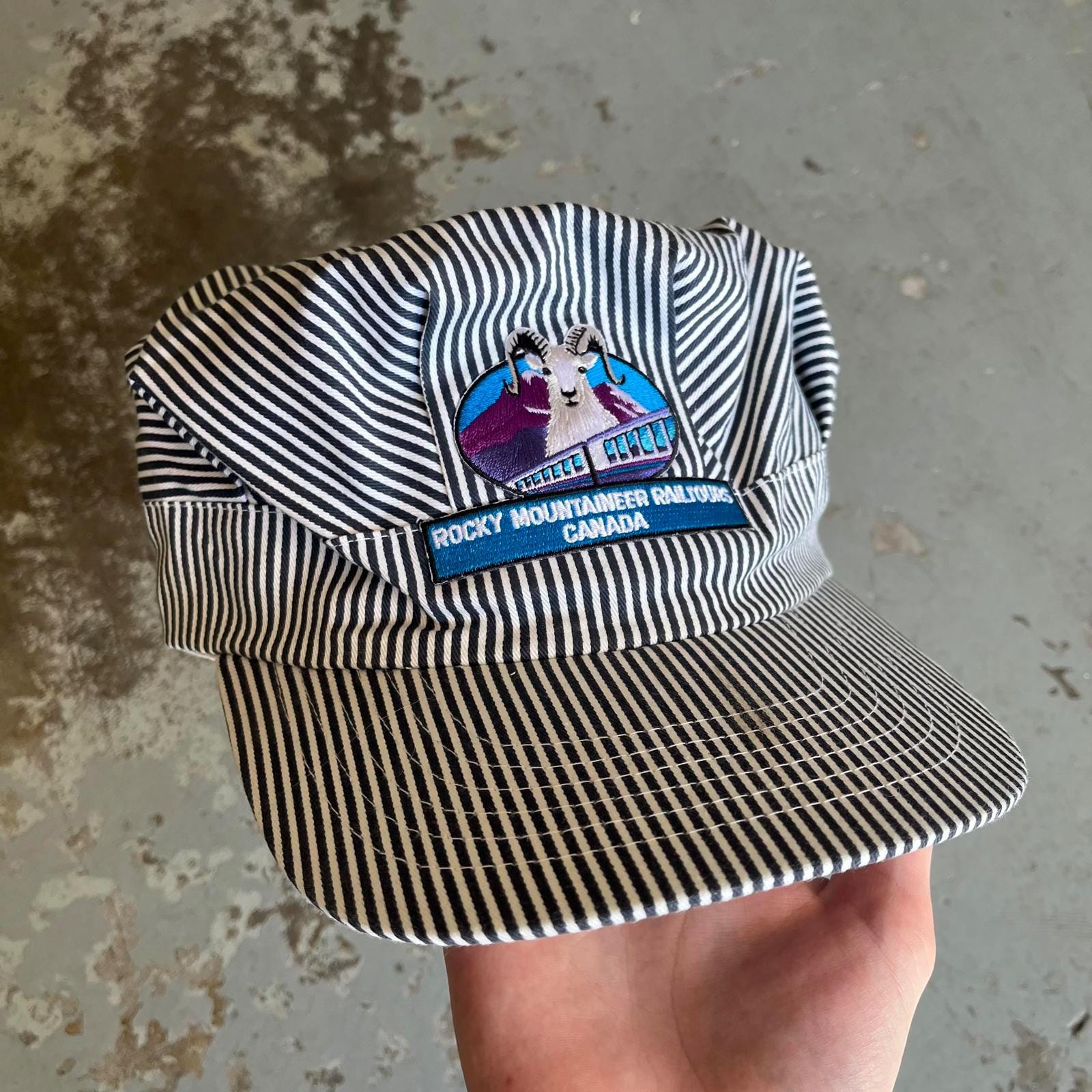 Vintage 90s Rocky Mountain Goat Pinstripe Conductor SnapBack Graphic Tee – Bold Style · Great Gift For Fans