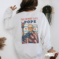 Windy City Pope Sweatshirt Pope Leo XIV Robert Francis Prevost Shirt Chicago Flag Catholic Gift Funny Papal Crewneck Sweater Sweatshirt – Aesthetic Look · Great Gift For Fans