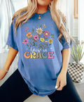 Christian Tee Grow In Grace Shirt Grow in Grace with Wildflowers Christian Shirt Religious Shirt Bible Verse Shirt Graphic Tee – Feel-Good Design · High-Quality Print