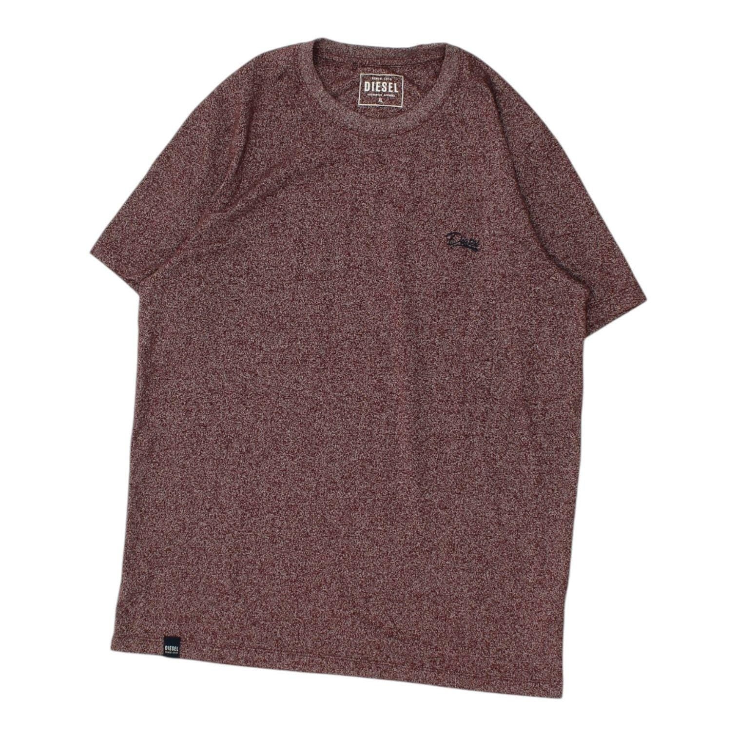 Diesel Mens Burgundy Tshirt Casual Designer Crew Neck Logo Short Sleeve Graphic Tee – Easygoing Wear · High-Quality Print