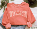 TEACH Sweatshirt Teacher Crewneck Varsity College Pullover Student Teacher Back to School Teacher Appreciation Gift Sweatshirt – Premium Graphic · Trending Graphic Apparel