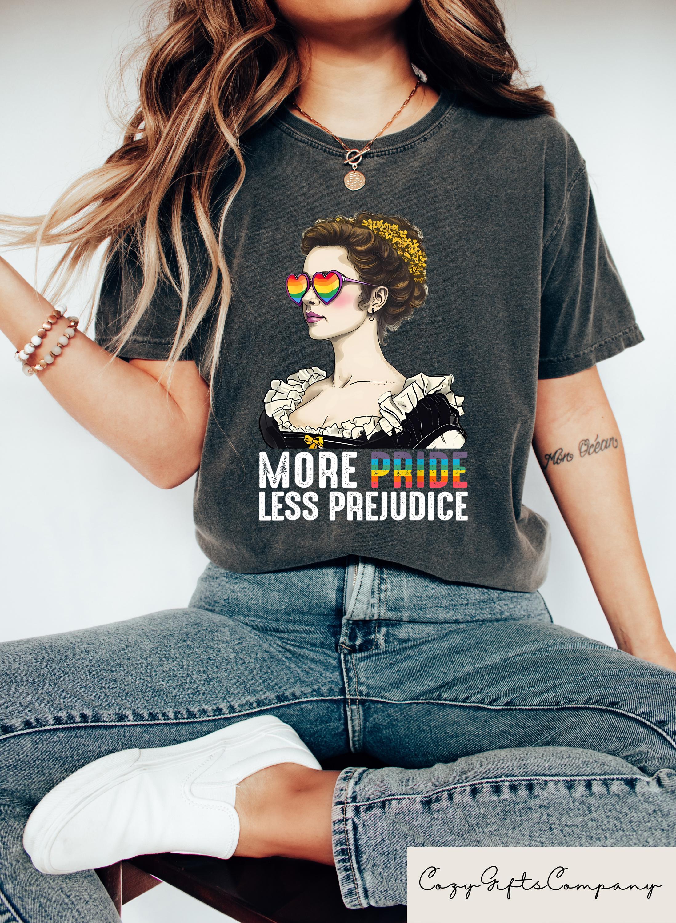 More Pride Less Prejudice T shirt LGBTQ Support Shirt Proud Ally Sweatshirt LGBTQ Pride Month Gift Human Rights Crewneck Lesbian Tee Sweatshirt – Premium Graphic · Must-Have Style