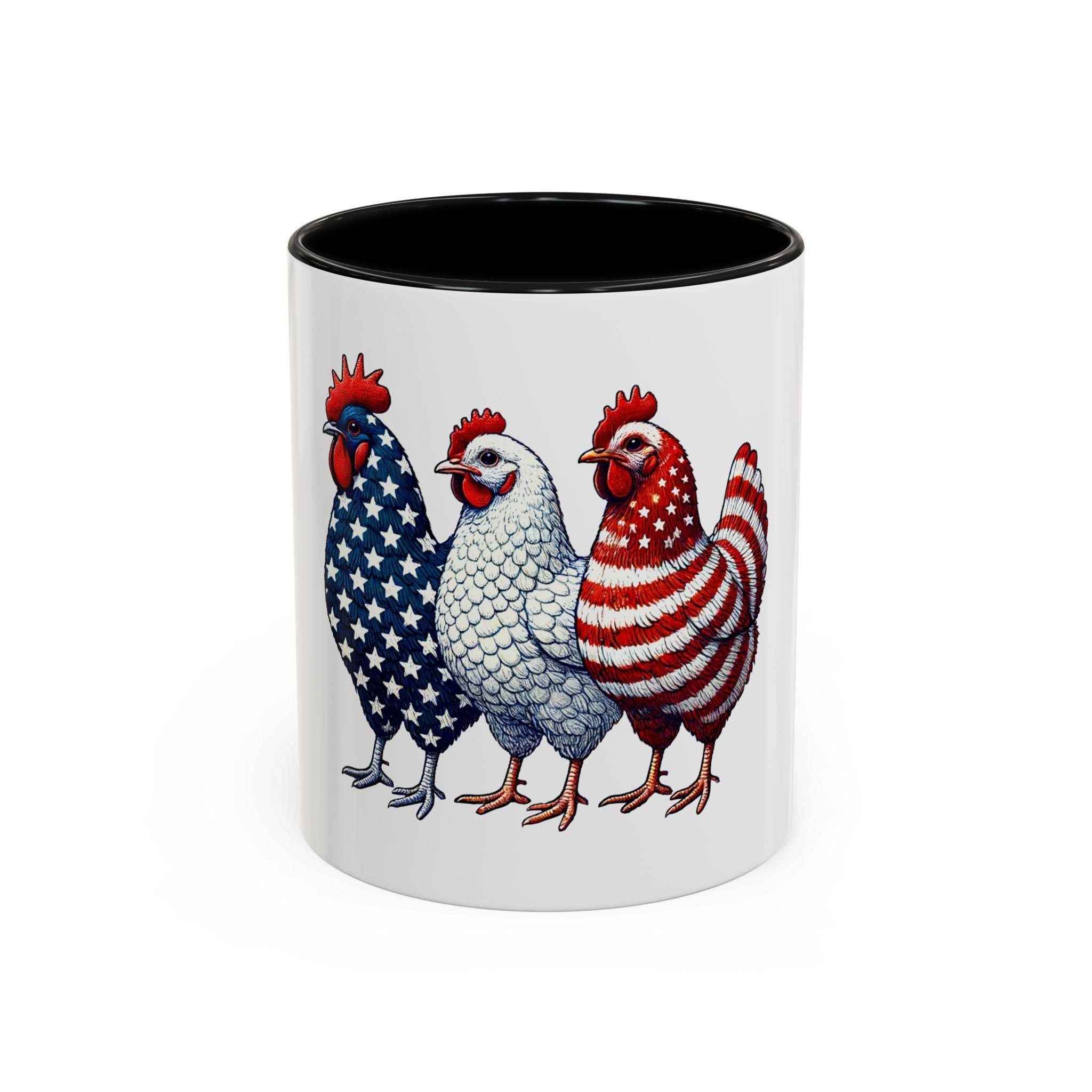 Patriotic Chicken Coffee Mug 4th of July Gift Country Decor Fun Kitchenware Farmhouse Style Animal Lover39s Gift Graphic Tee – Everyday Comfort · Top Pick For Any Outfit