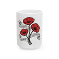 Poppy Ribbon Ceramic Mug Honor Freedom Sacrifice Memorial Day Gift Coffee Cup Floral Design Veteran Tribute Graphic Tee – Cozy Vibes · High-Quality Print