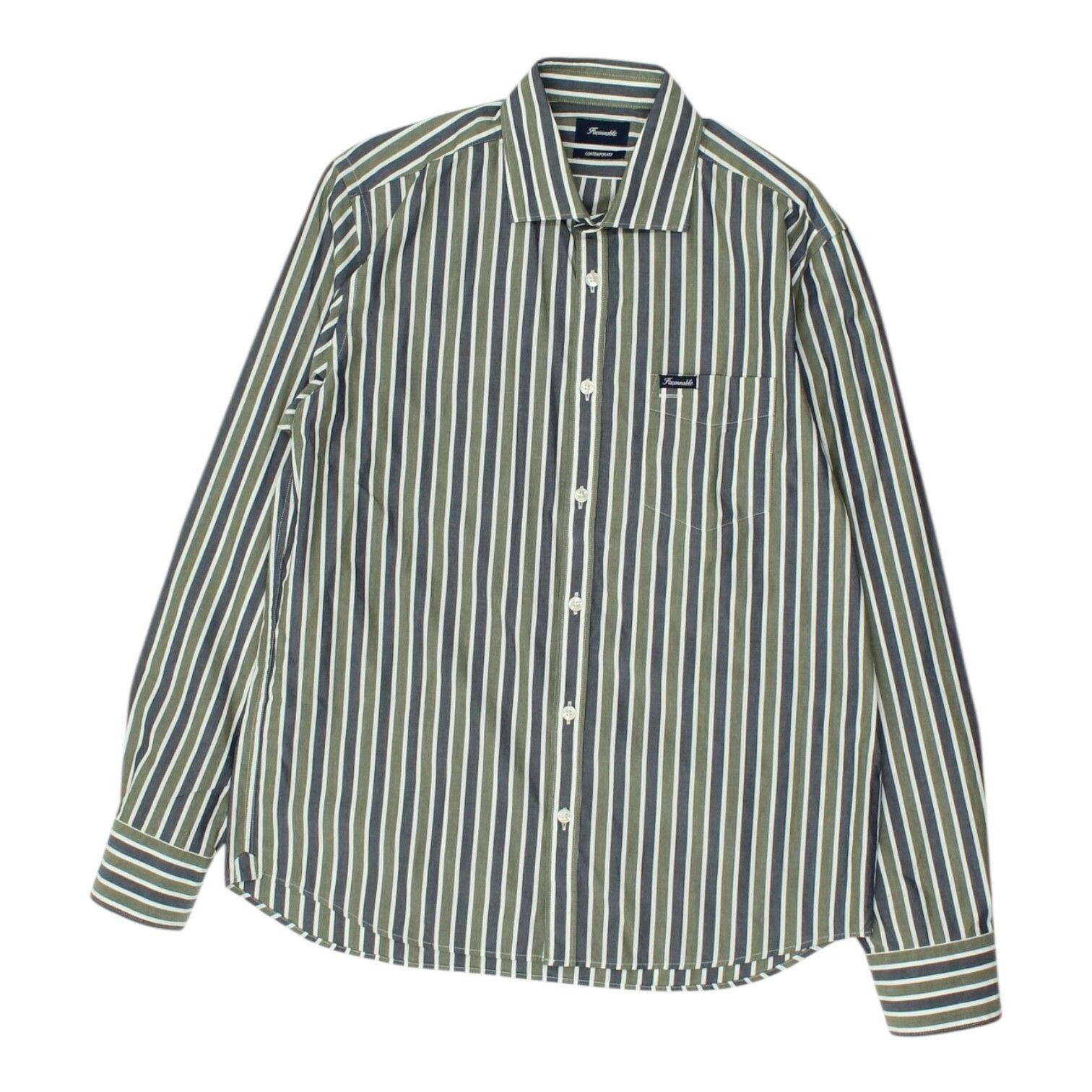 Faconnable Mens Striped Shirt Vintage Blue Green Long Sleeve Smart Casual Top Graphic Tee – Premium Graphic · Trending Graphic Apparel