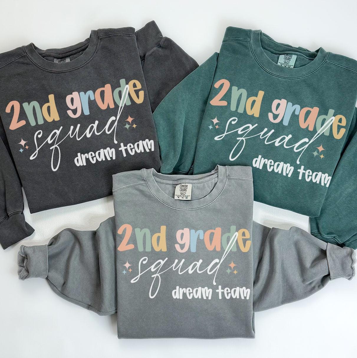 Comfort Colors Second Grade Team Sweatshirt Teacher Sweatshirt 2nd Grade Crewneck Back to School Tee Second Grade Department Gifts Crew Sweatshirt – Premium Graphic · Trending Graphic Apparel