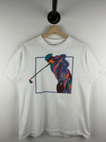 Vintage 90s Golf Art White Tee Size M Graphic Tee – Cozy Vibes · Must-Have Style