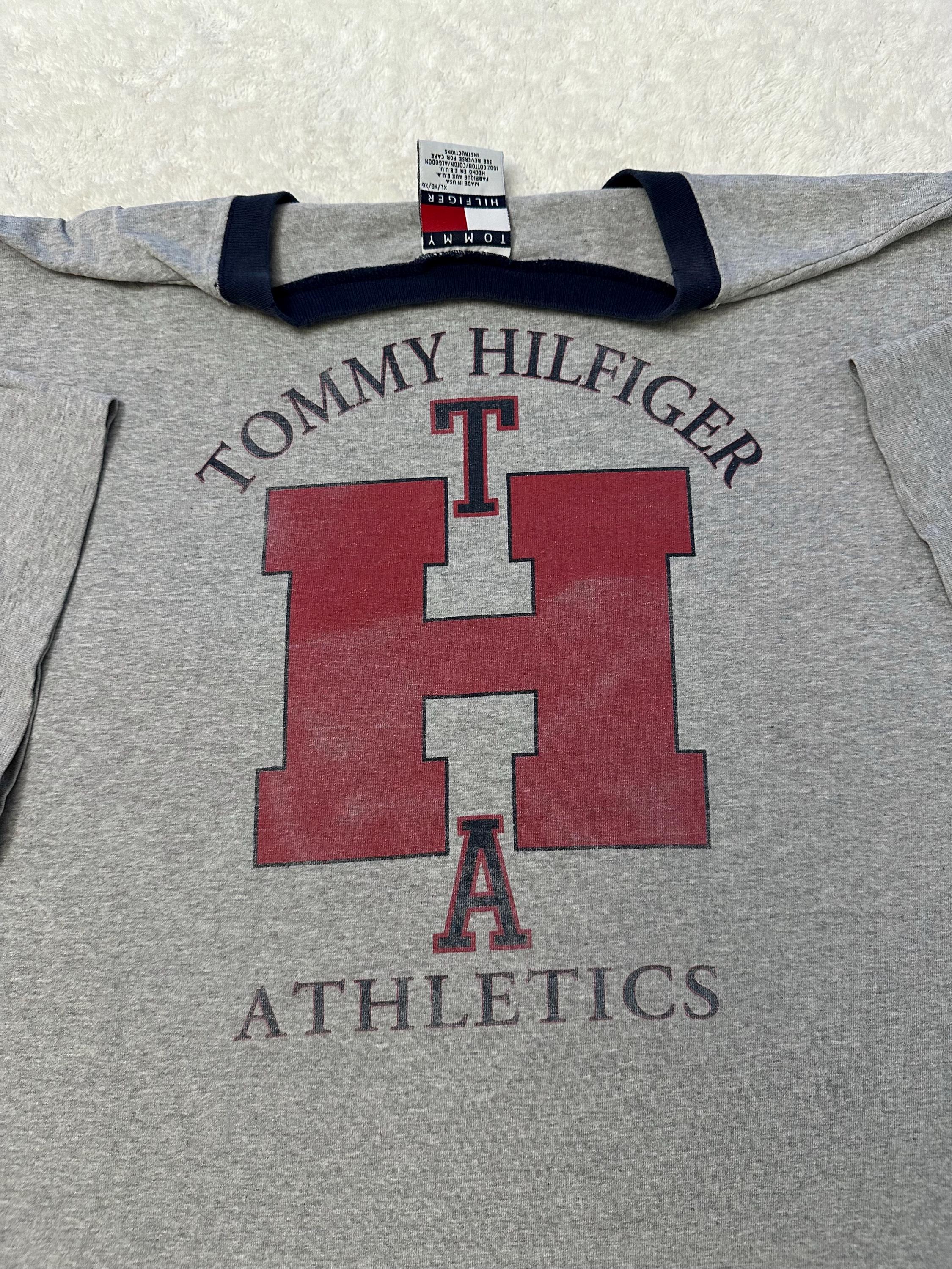 Vintage 1990s 90s Tommy Hilfiger Athletics Graphic Made In USA Pocket T Shirt XL Graphic Tee – Warm & Stylish · High-Quality Print