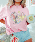 Retro Disney Princess Heart Shirt Tee Vintage Ariel Belle Cinderella Jasmine Aurora Snow White T Shirt Gift Disney Trip Shirt Graphic Tee – Warm & Stylish · Trending Graphic Apparel