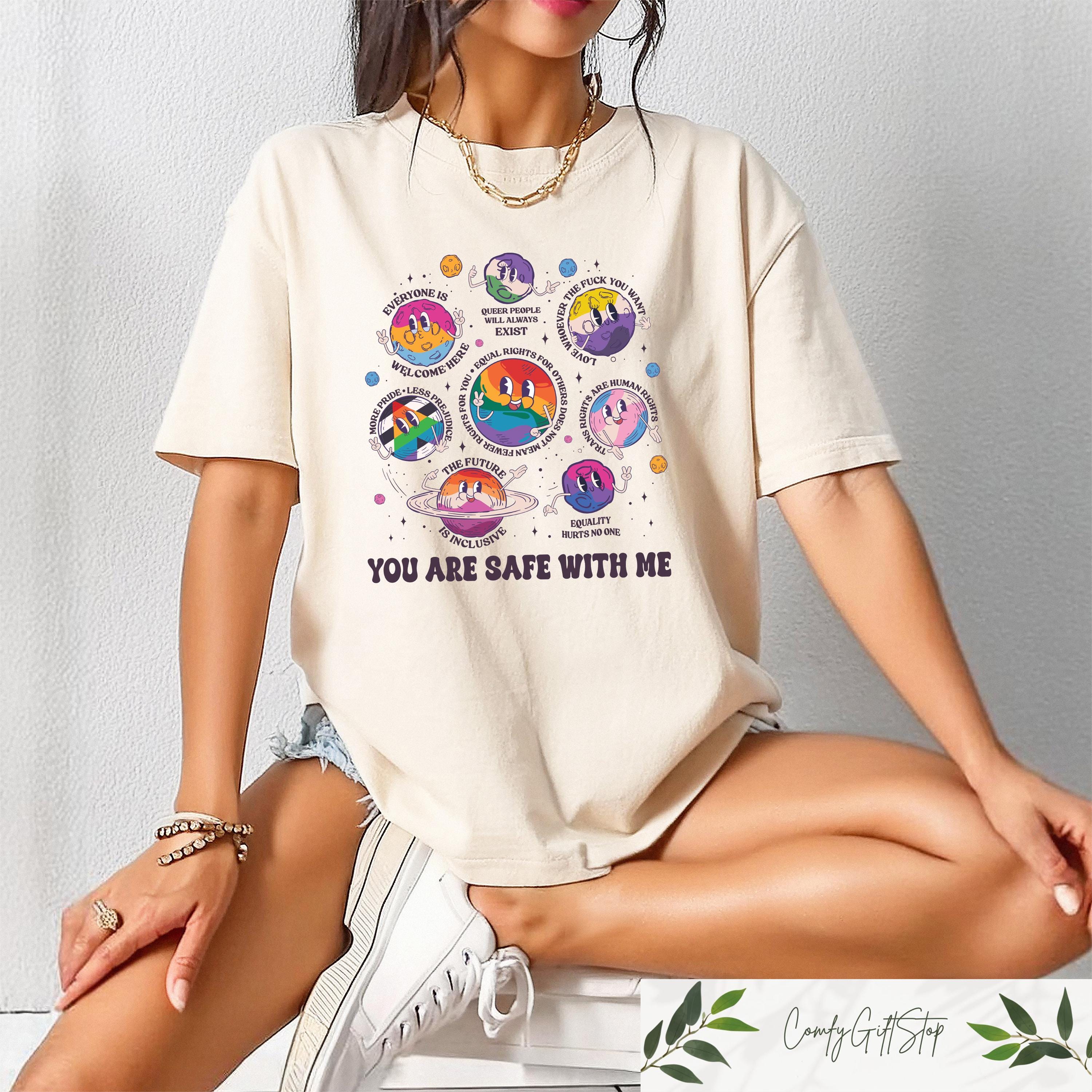 You Are Safe With Me Shirt LGBTQ Friendly T shirt LGBTQ Support Sweatshirt Pride Month Gift Human Rights Tee Equality Shirt Sweatshirt – Soft Feel · High-Quality Print