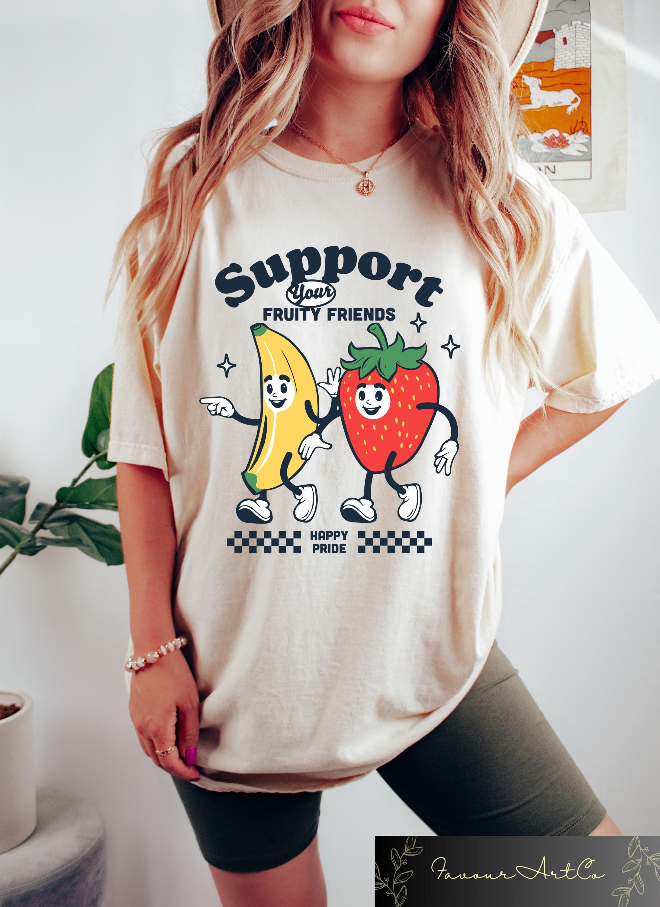 Retro Comfort Pride Shirt Gay Rights T shirt LGBTQ Ally Sweatshirt Lesbian Pride Gift Inclusive Shirt Support Fruit Friends Tee Sweatshirt – Warm & Stylish · Great Gift For Fans