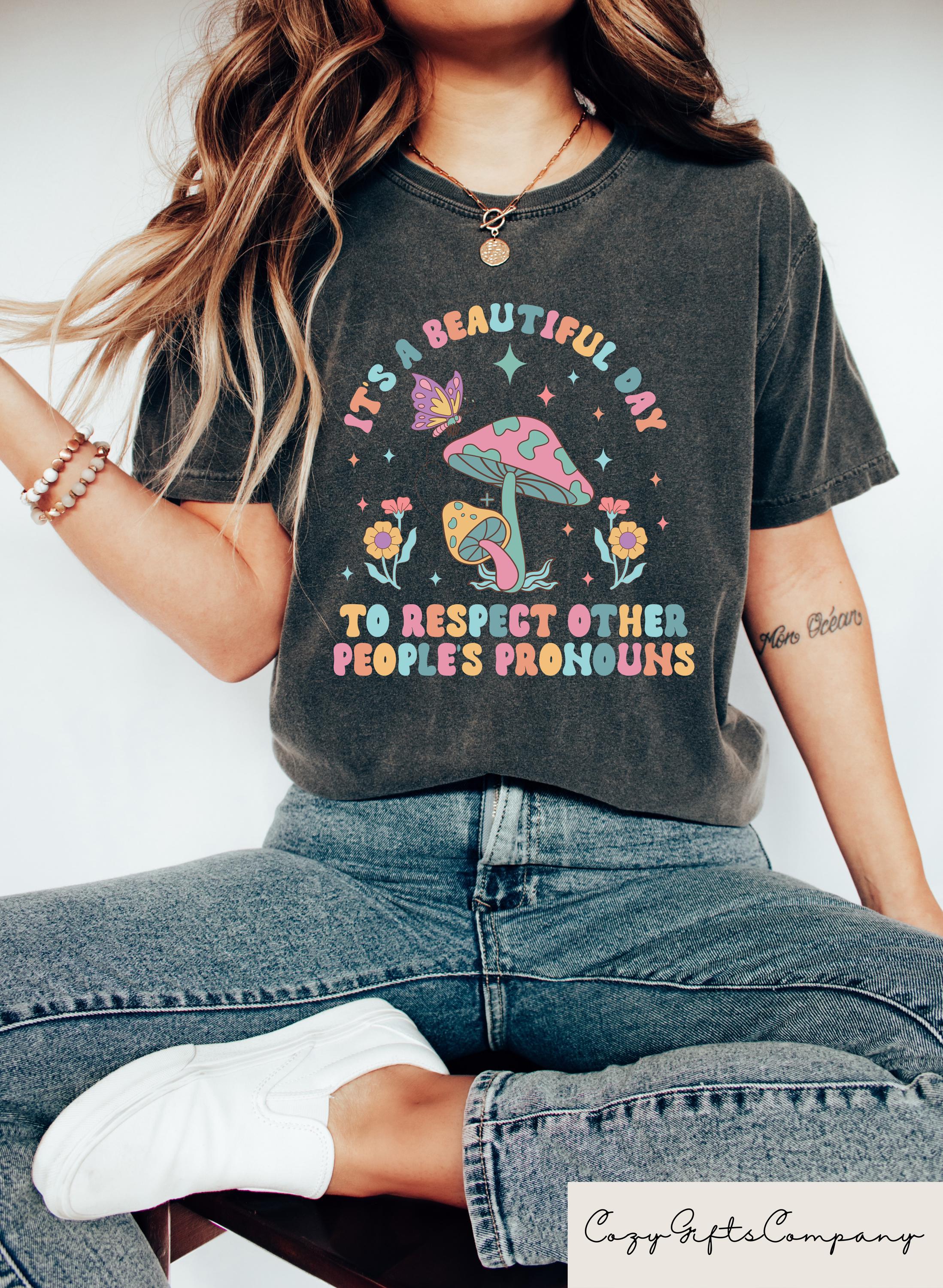 It39s A Beautiful Day To Respect Other People39s Pronouns T shirt Equality Shirt LGBTQ Sweatshirt LGBTQ Pride Gift Gay Rights Crewneck Sweatshirt – Easygoing Wear · Must-Have Style
