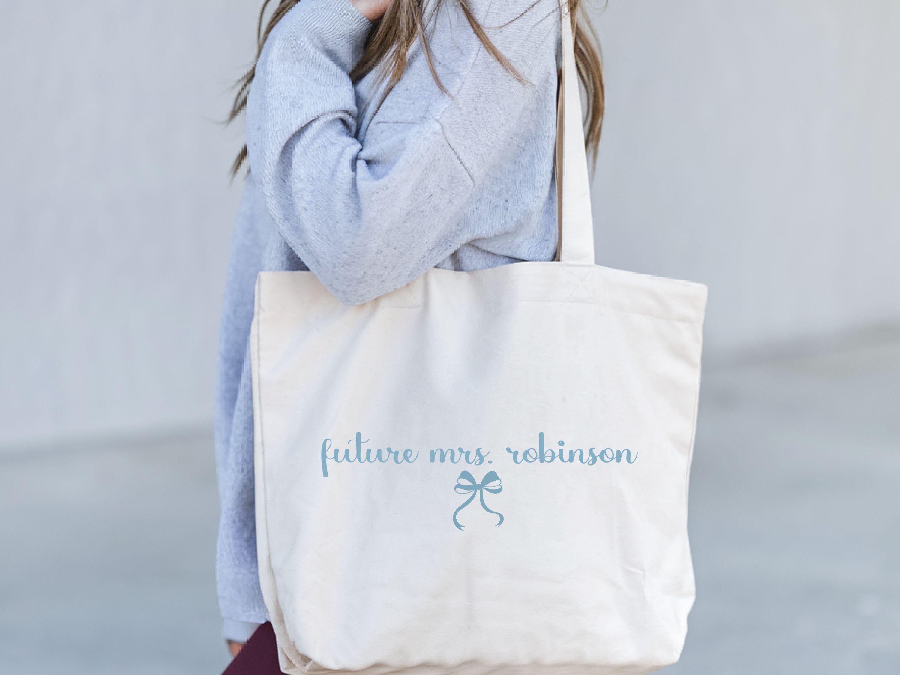 Future Mrs Tote Bag Coquette Bachelorette Party Custom Future Mrs Bag Engagement Gift Custom Fiance Gift Bridal Totes Bride Bags Tote Bag – Fan Favorite · Perfect For Daily Wear
