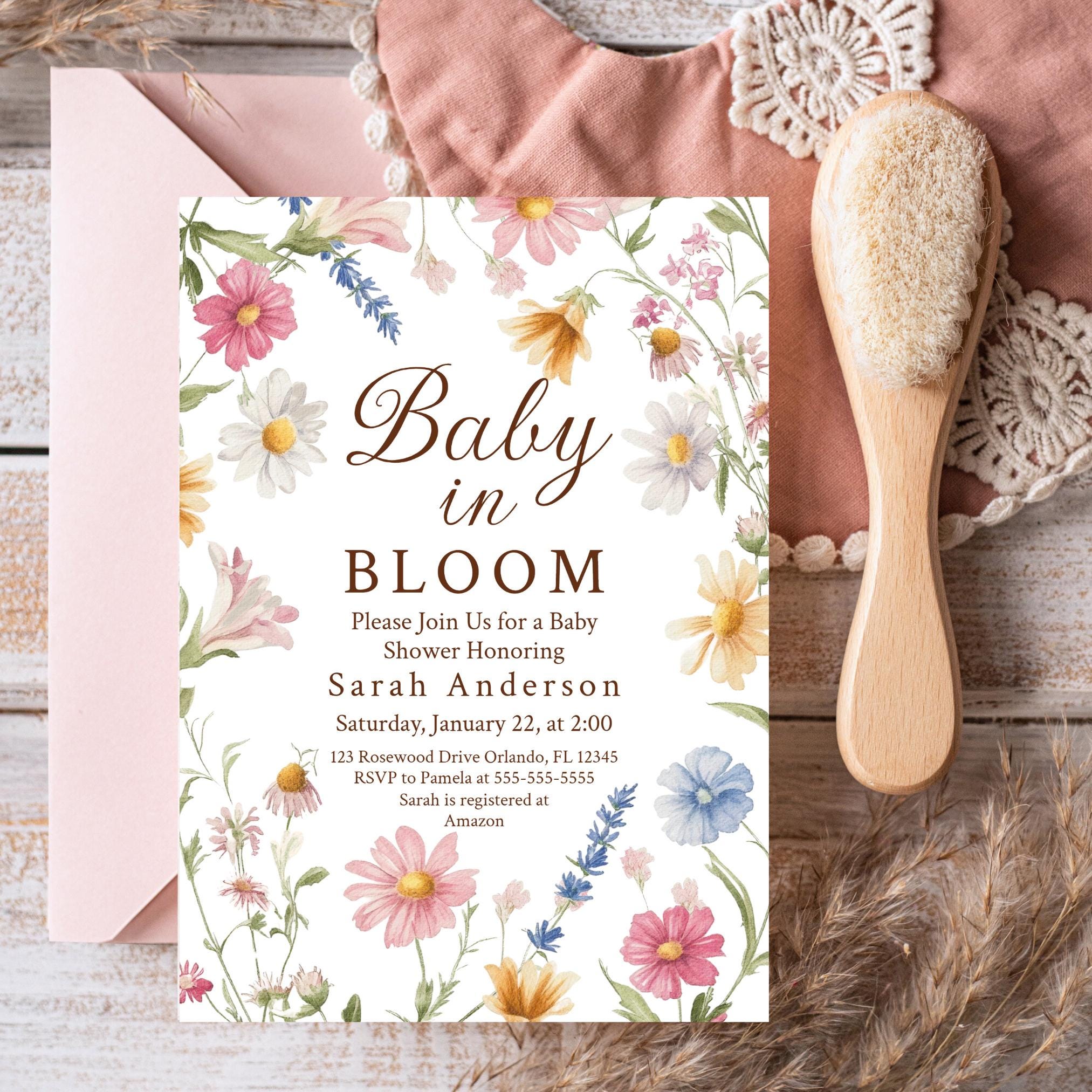 Boho Baby in Bloom Baby Shower Invitation Wildflower Invite Baby Shower Invite Floral Baby Shower Invitation Template Girl Baby Shower BBL4 Graphic Tee – Bold Style · Perfect For Daily Wear
