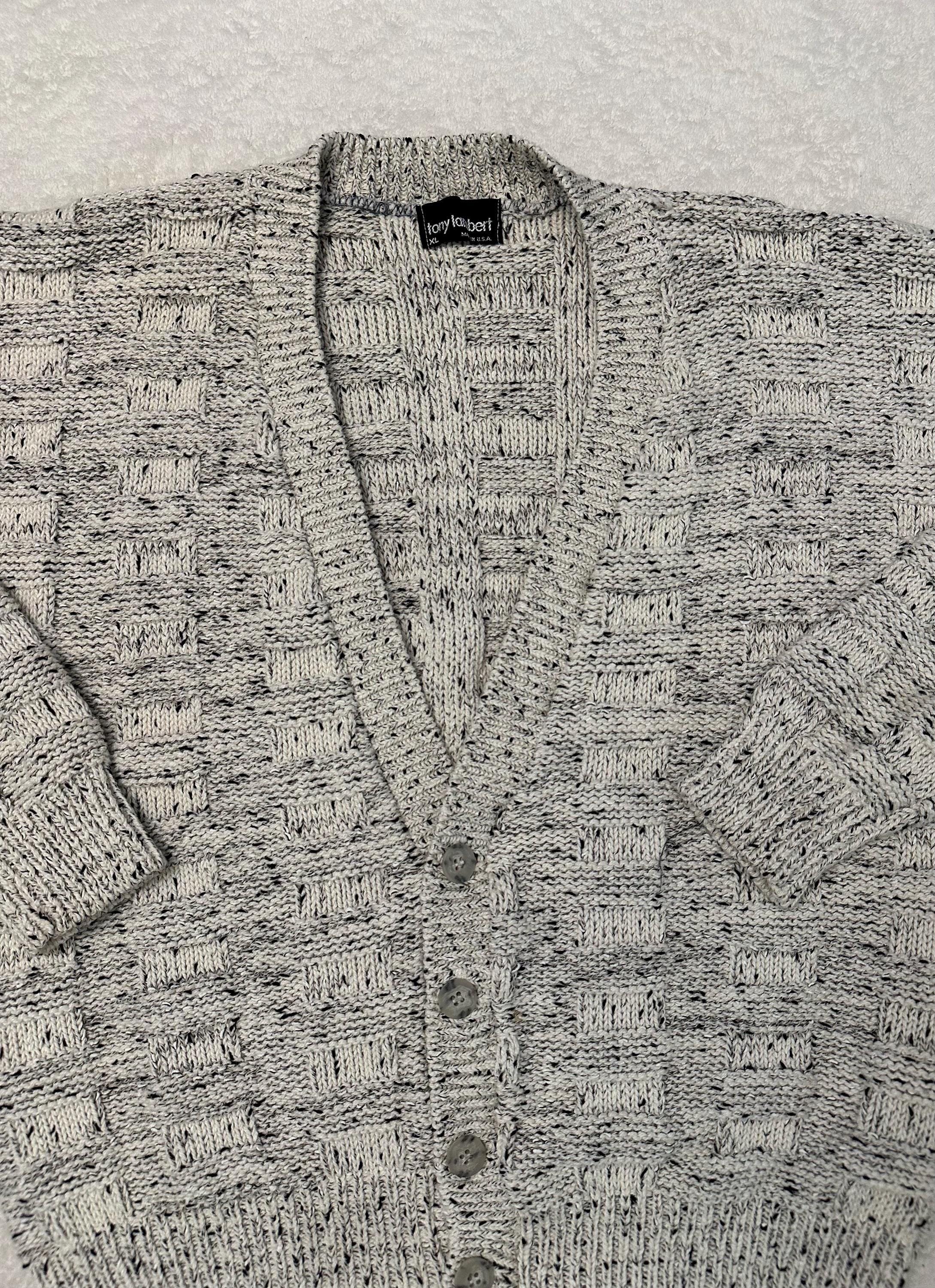 Vintage 80s 1990s Tony Lambert Cardigan Grandpa Chunky Knit Button Sweater L XL Graphic Tee – Feel-Good Design · Must-Have Style