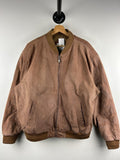 Vintage 90s American Weekend Faded Brown Leather Suede Bomber Jacket Size L Graphic Tee – Warm & Stylish · Must-Have Style