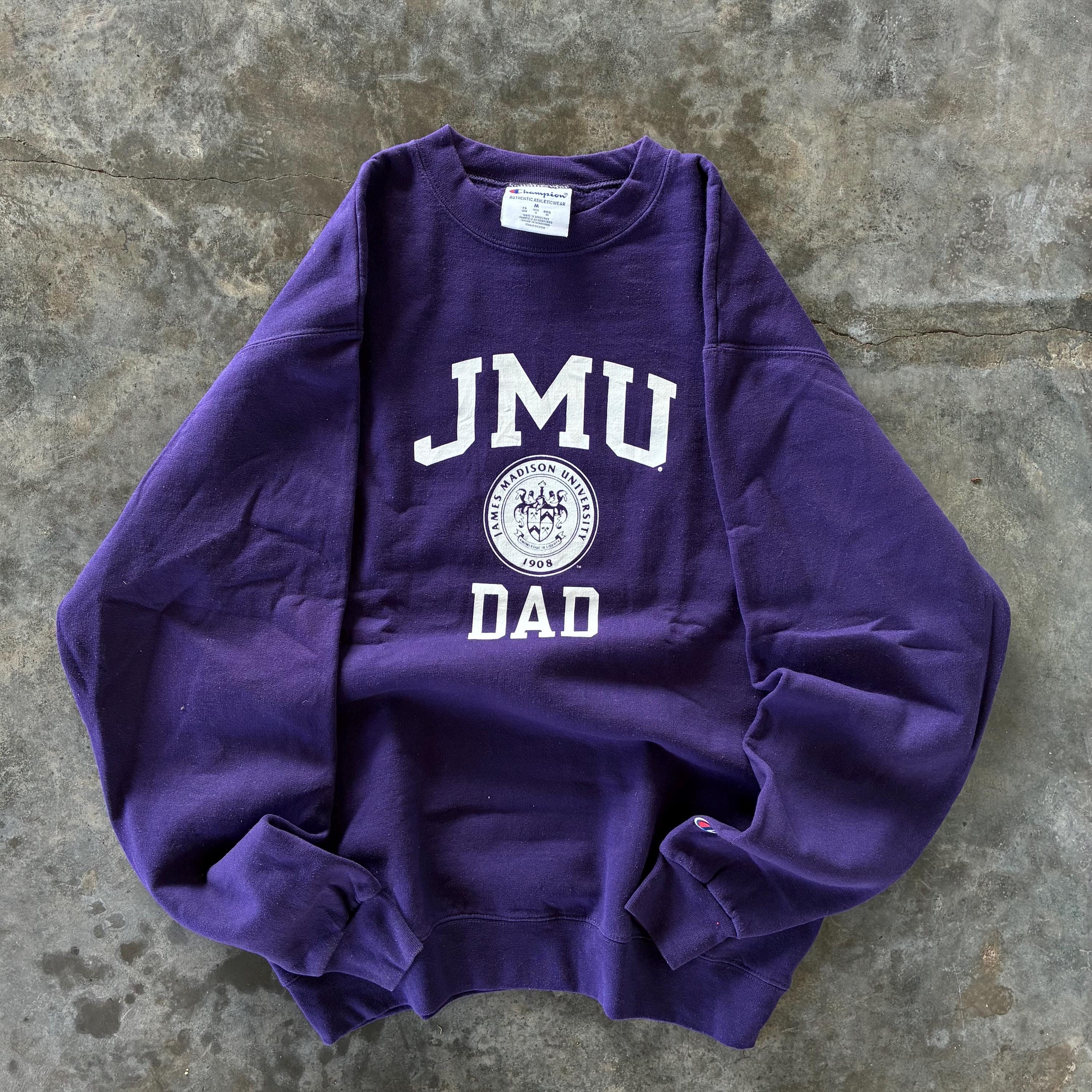 Vintage Y2K Champion Tag University James Madison Spellout BigLogo Printed Sweatshirt Crewneck Sweater Baggie Colour Purple Size Medium Sweatshirt – Easygoing Wear · High-Quality Print